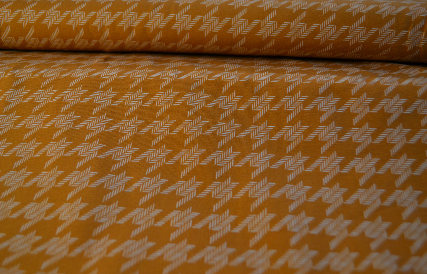 Baumwoll Jersey "Hahnentritt Druck" ockerorange *Breite 150cm*