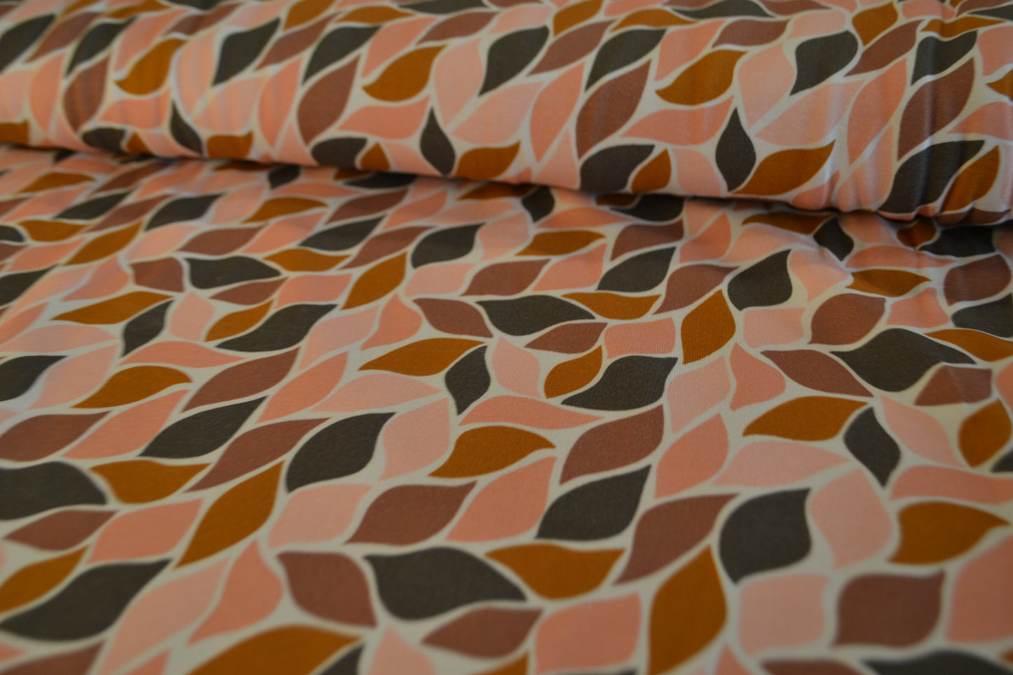Baumwoll Jersey "Blättermeer" orange rosa *Breite 152cm*