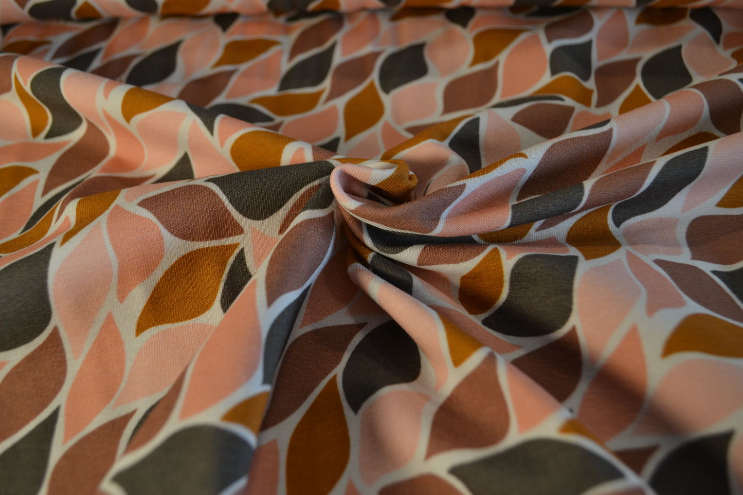 Baumwoll Jersey "Blättermeer" orange rosa *Breite 152cm*