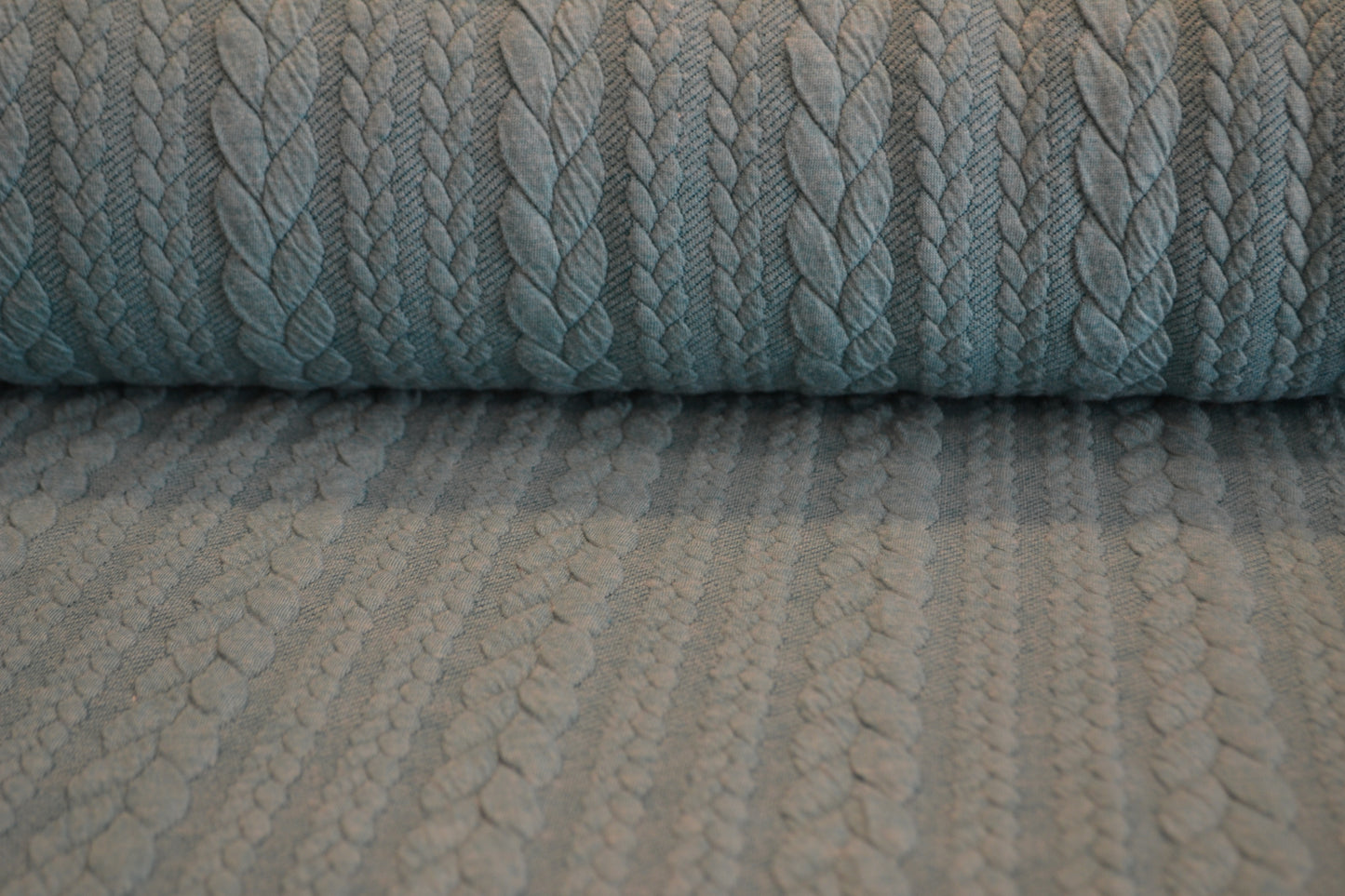 French Terry Sweat "Zopfmuster 3D" blau *Breite 164cm*