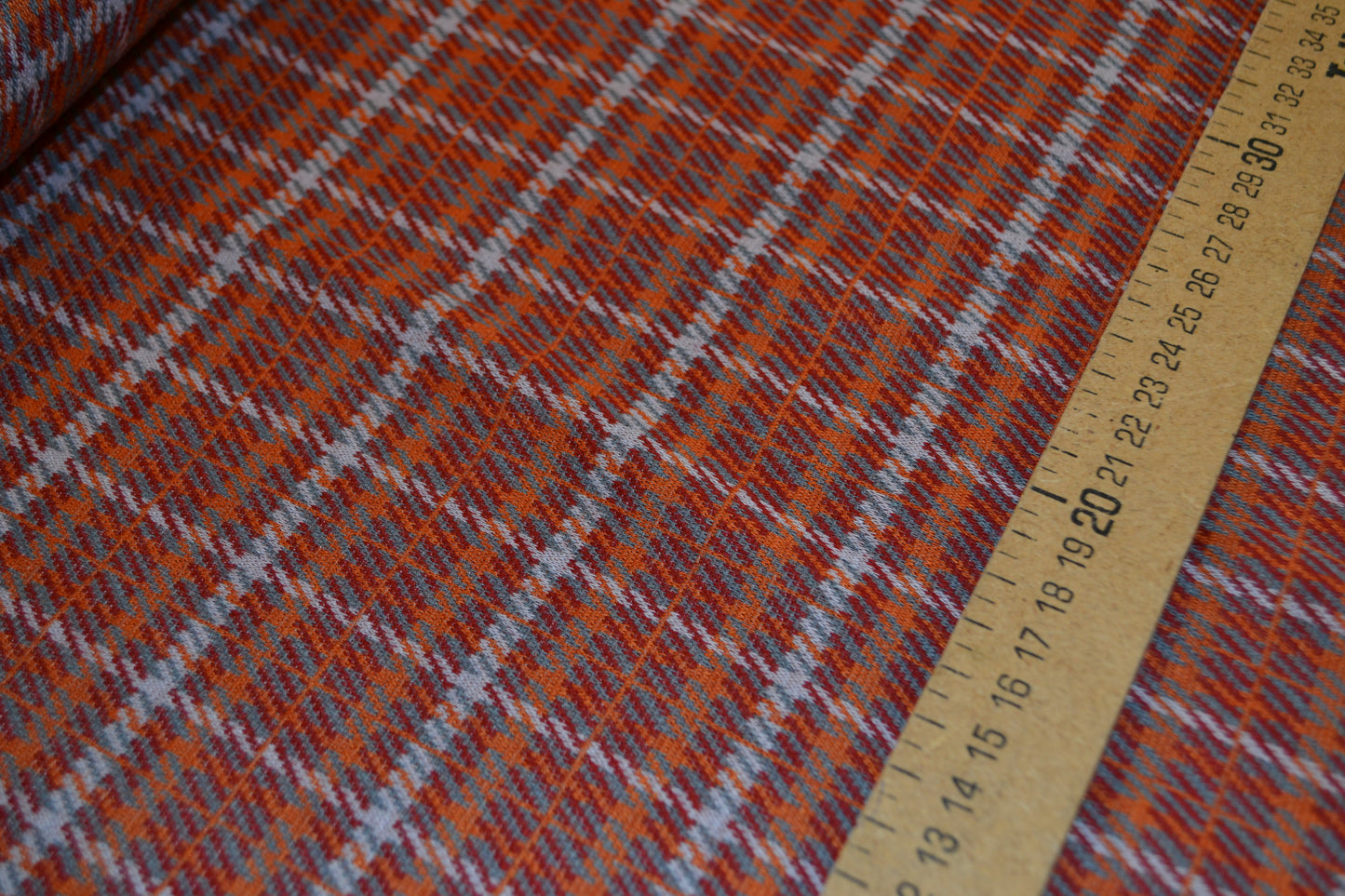 Strick Jaquard "Karomuster" orange rot *Breite 160cm*