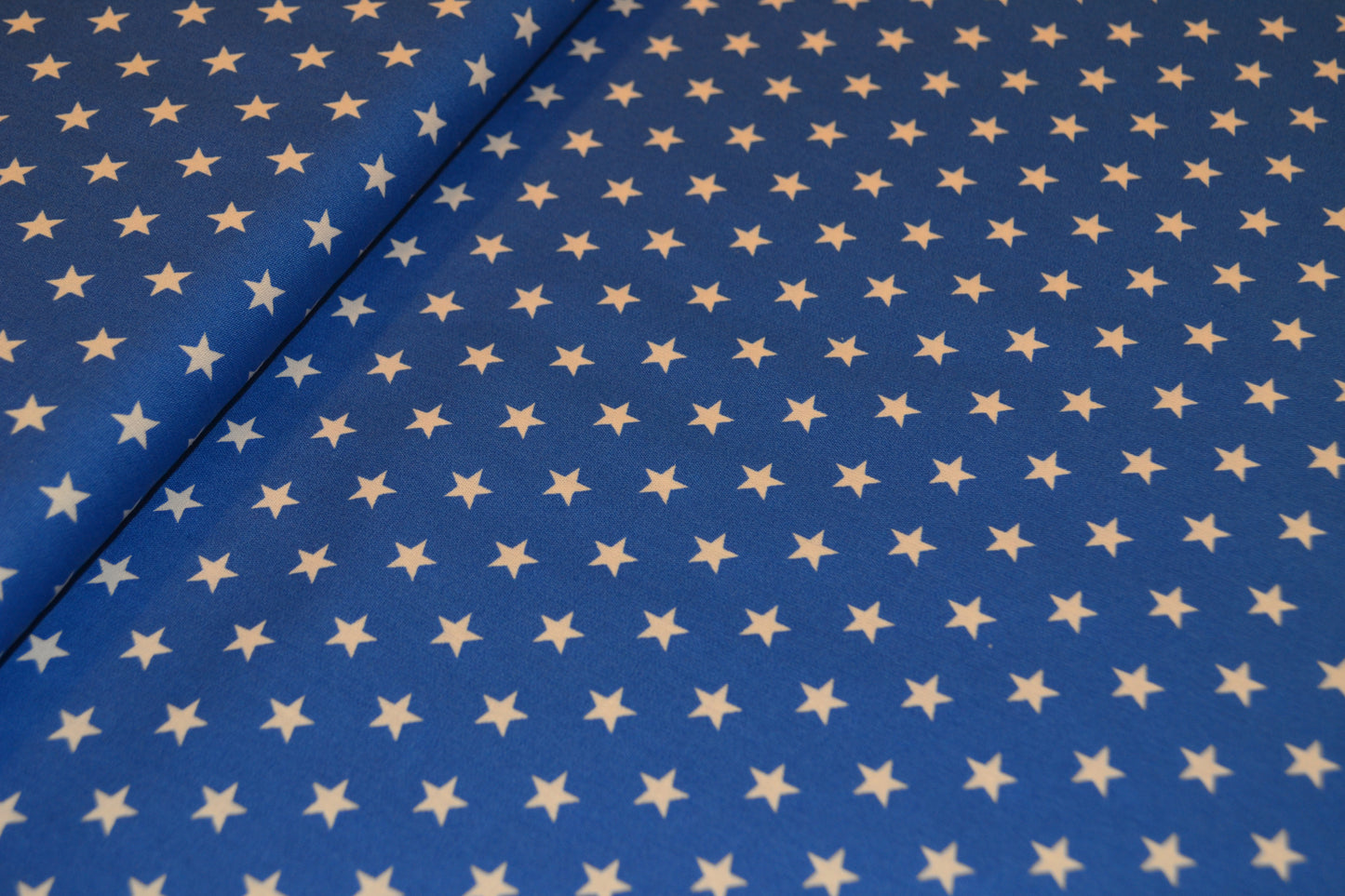 Baumwolle Sterne weiß mittelblau *Breite 145cm*
