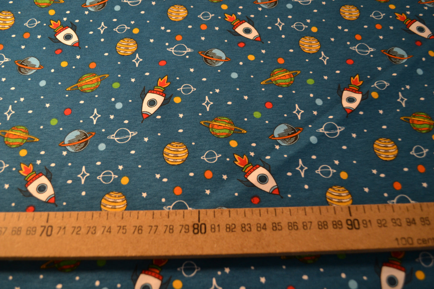 Baumwoll Jersey "Raumfahrt" blau *Breite 146,5cm*