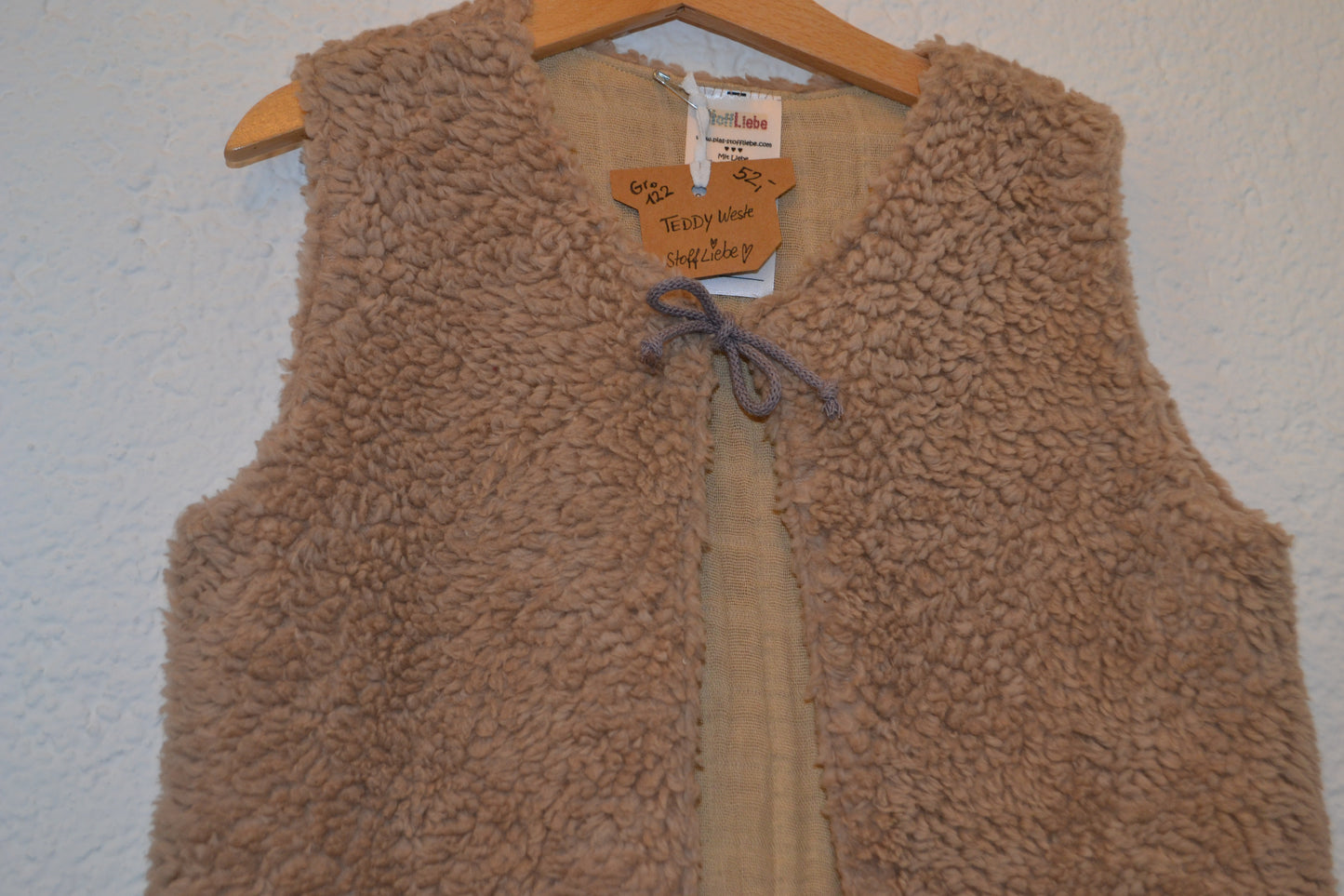Teddyfleece Weste hellbraun beige Gr. 122