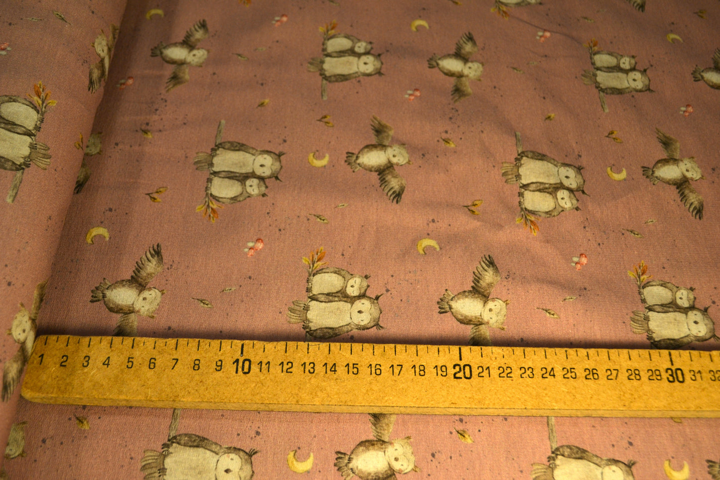 French Terry Sweat "Eulen" dunkel altrosa *Breite 162cm*