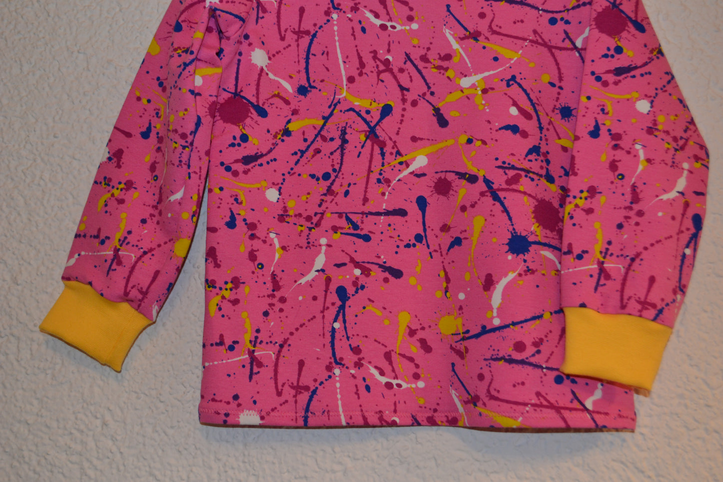 Sweat Pullover Farbklekse pink bunt gelb Gr. 110