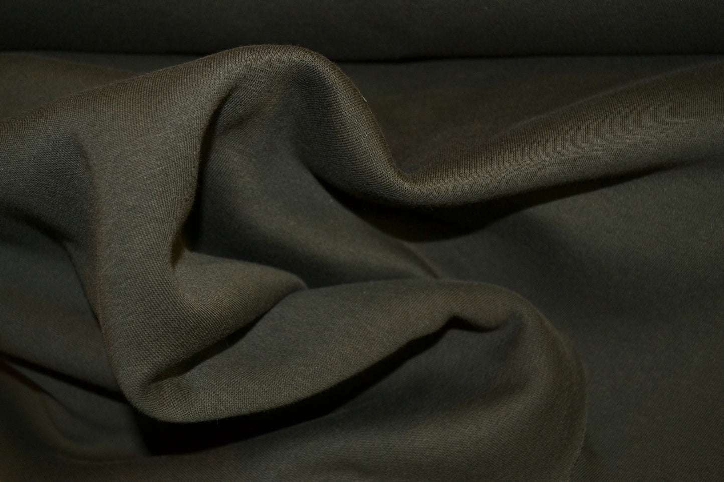 French Terry Sweat uni olivgrün khaki angeraut *Breite 152cm*