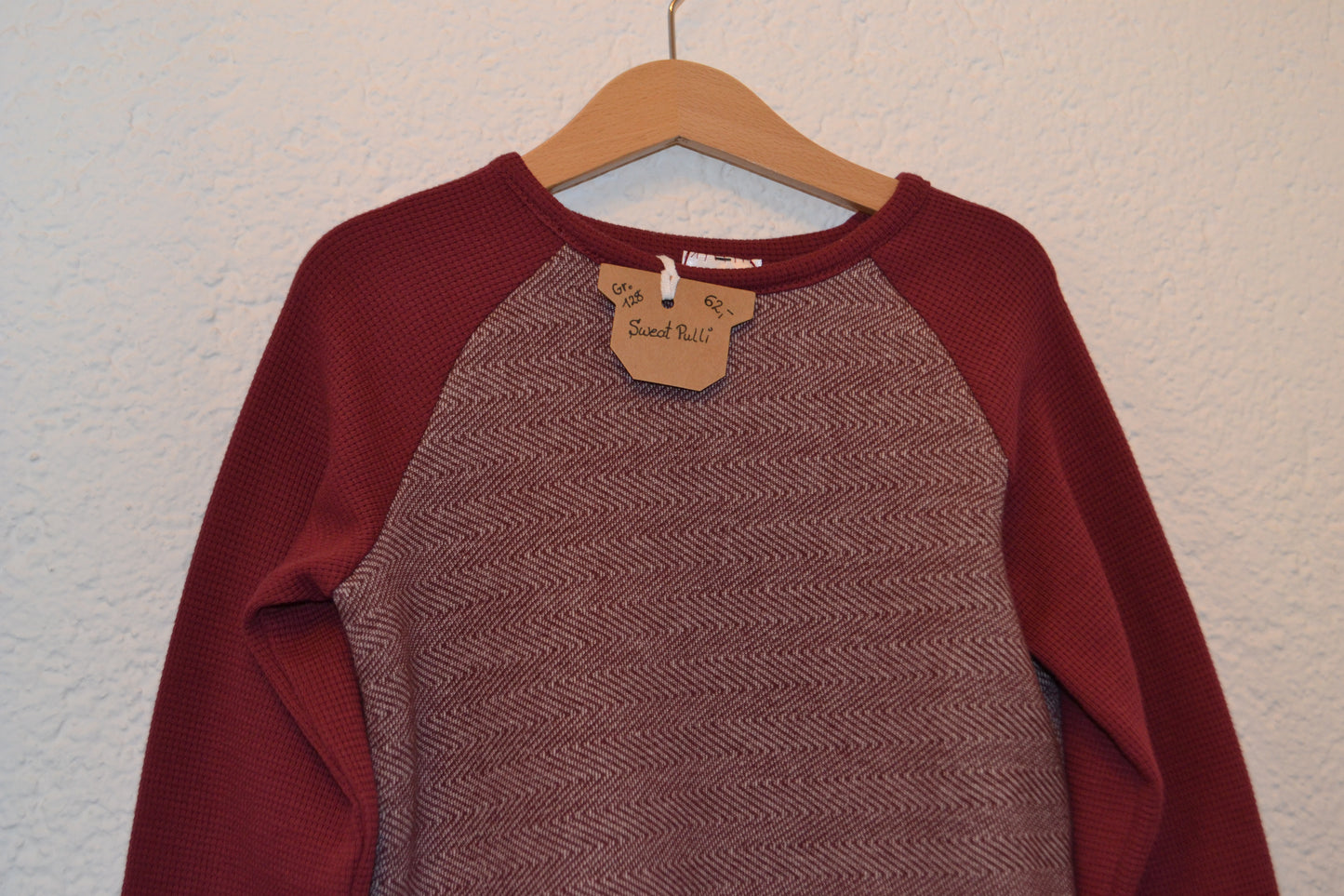 Sweat Pullover Fischgrät Muster weinrot Gr. 128