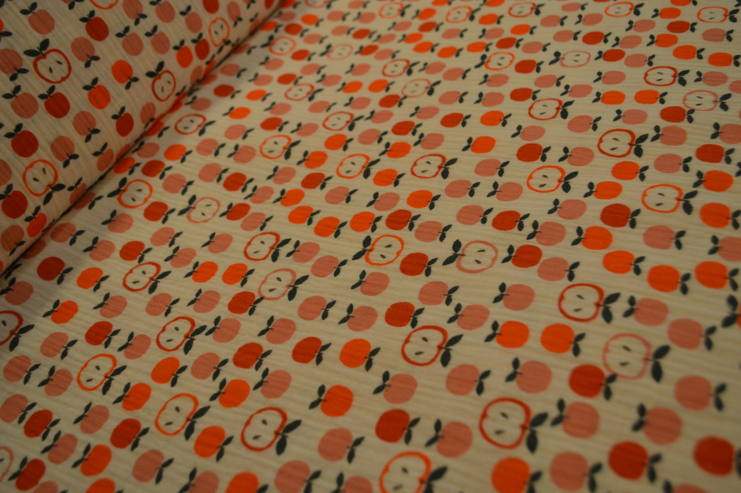 Musselin Äpfel Vintage rot rosé grün weiß *Breite 138cm*