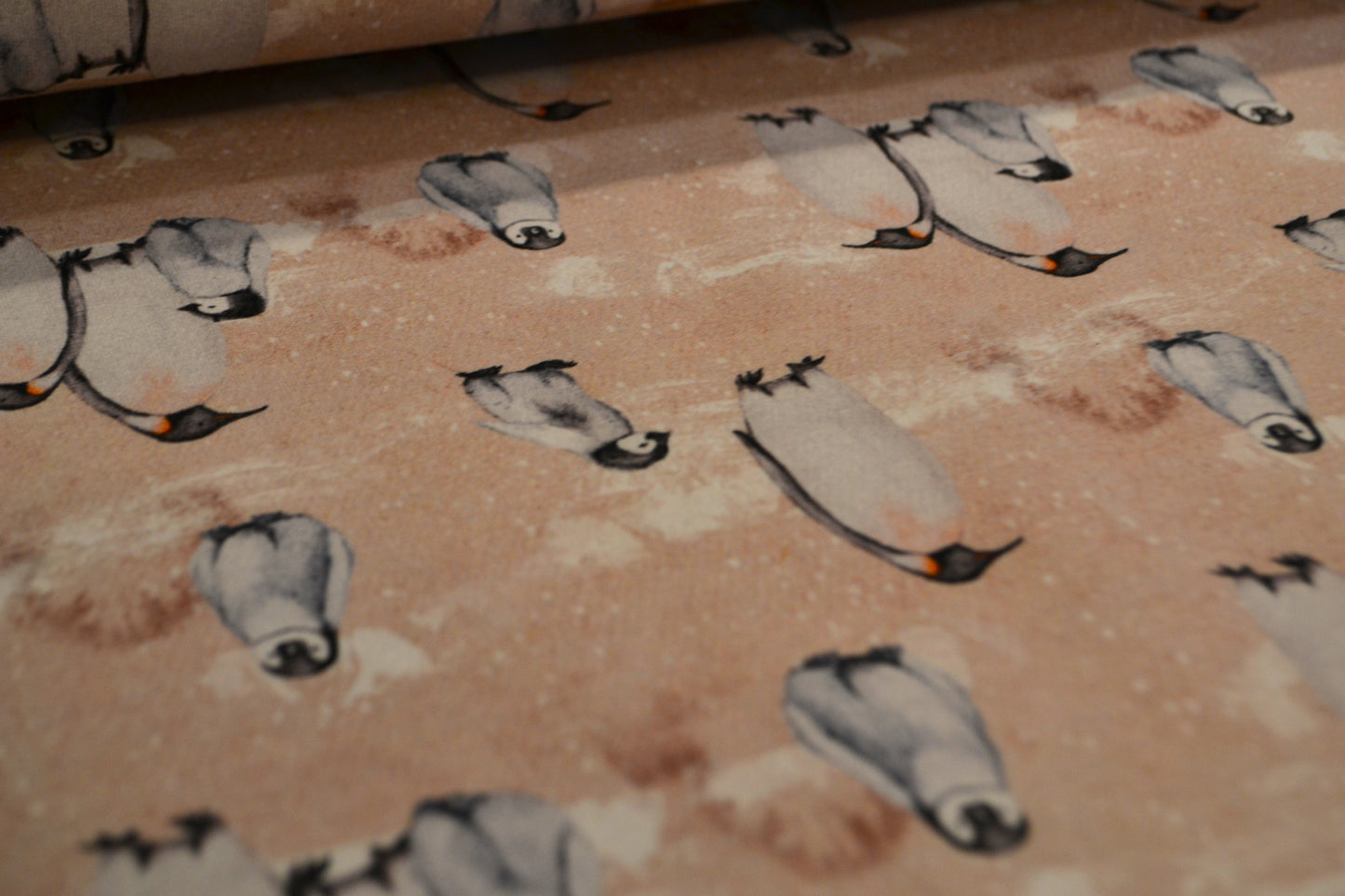 French Terry Sweat "Pinguin" beige rosé *Breite 160cm*