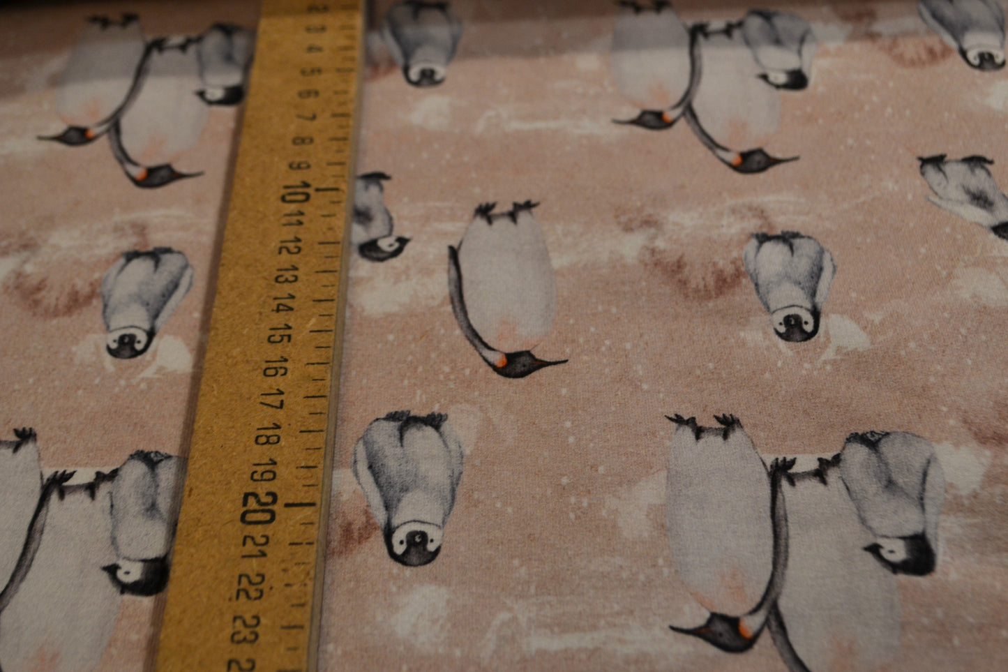 French Terry Sweat "Pinguin" beige rosé *Breite 160cm*