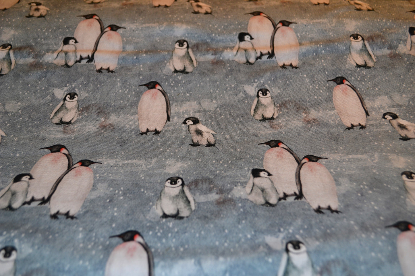 French Terry Sweat "Pinguin" blau grau *Breite 160cm*