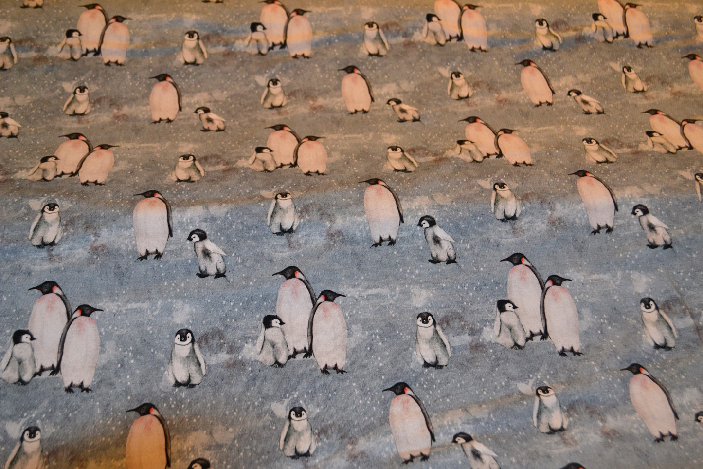 French Terry Sweat "Pinguin" blau grau *Breite 160cm*