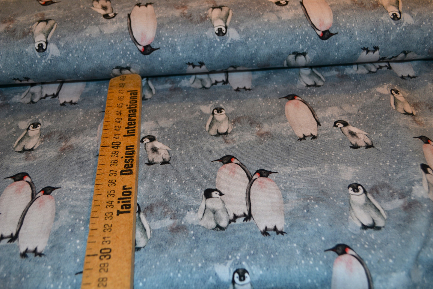 French Terry Sweat "Pinguin" blau grau *Breite 160cm*