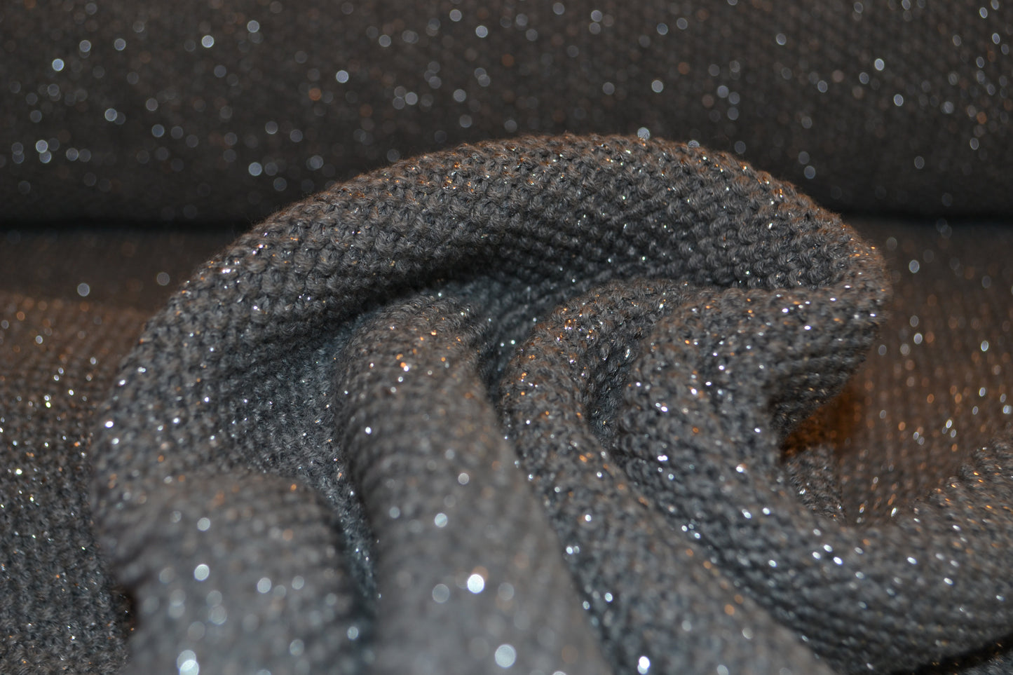 Grober Strick Perlenmuster silber *Breite 102cm*