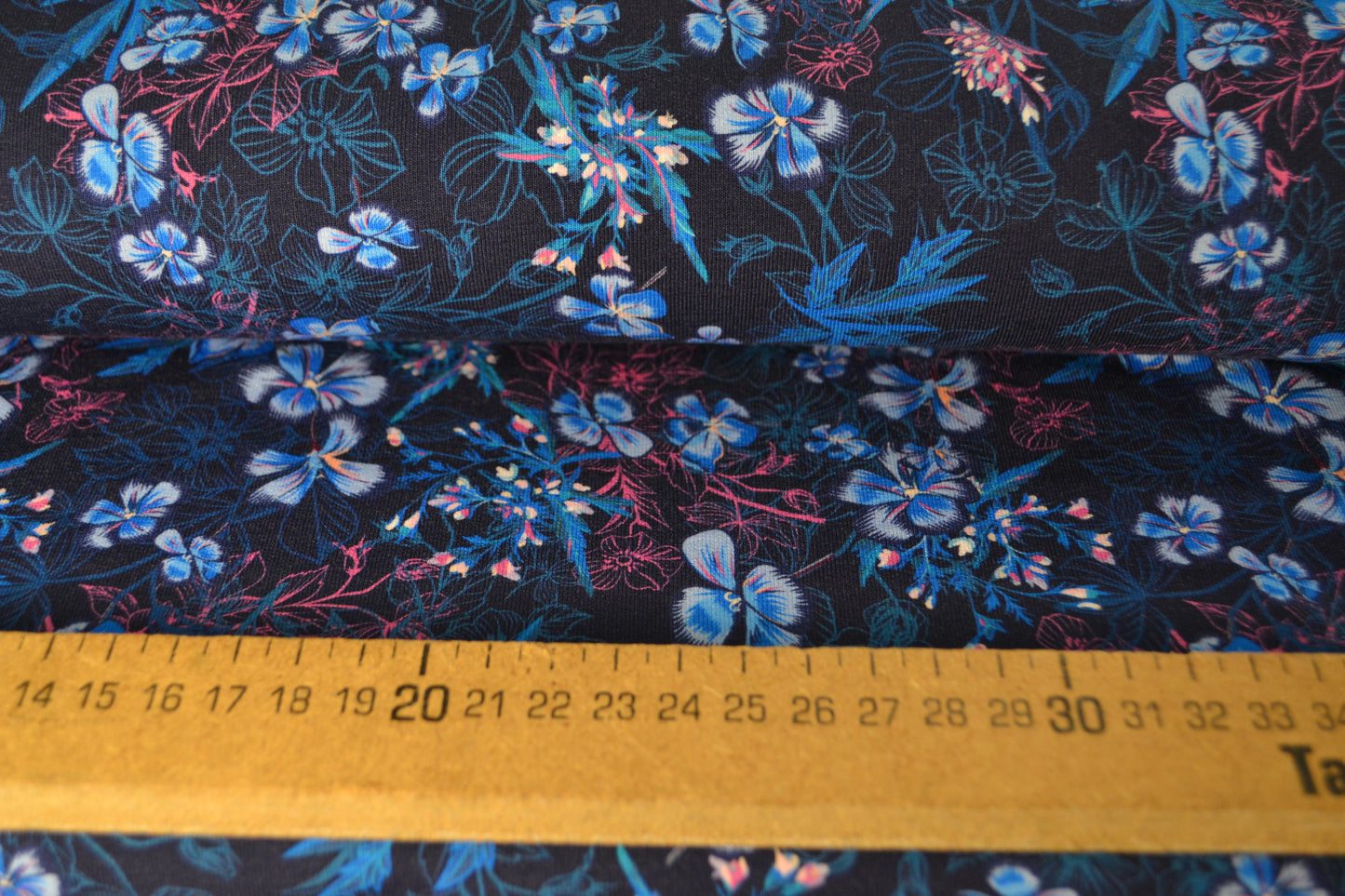 French Terry Sweat "Blumenranken" pink blau *Breite 142cm*