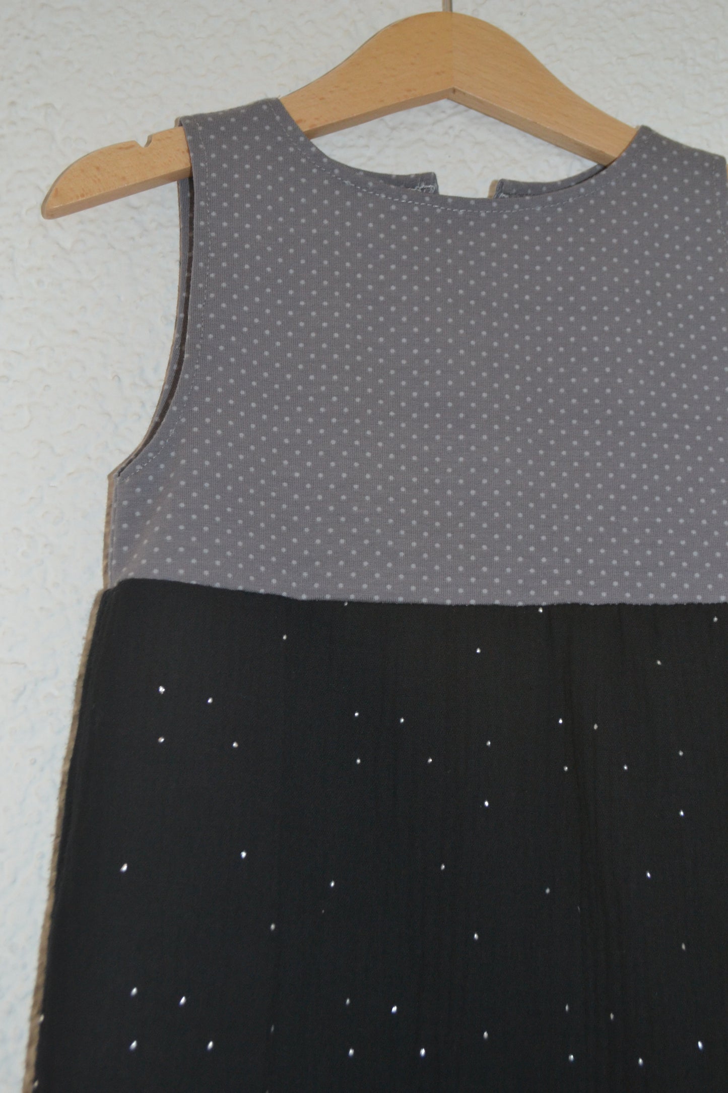 Sommerkleid Musselin grau schwarz Gr. 86/92