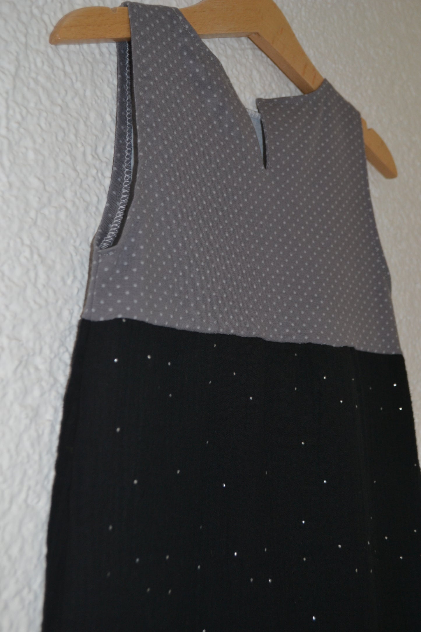 Sommerkleid Musselin grau schwarz Gr. 86/92