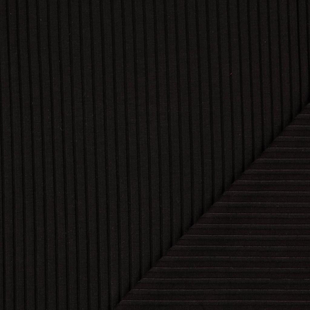 Rippjersey uni schwarz *Breite 140cm*