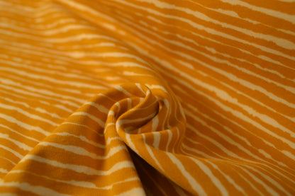 Baumwoll Jersey "Wild Stripes" weiß ocker *Breite 150cm*