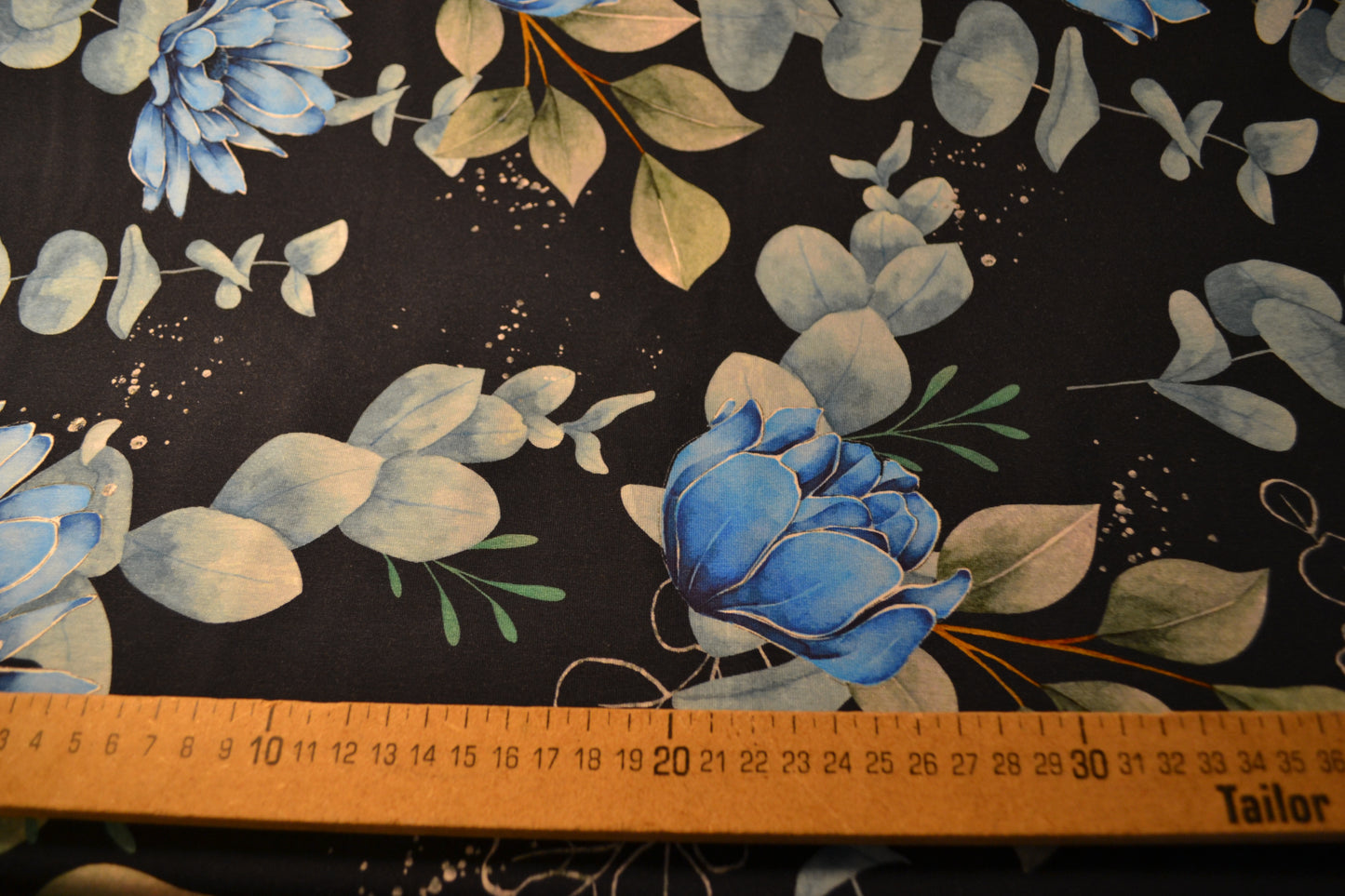 Baumwoll Jersey "Blumen Druck" grün blau *Breite 150cm*