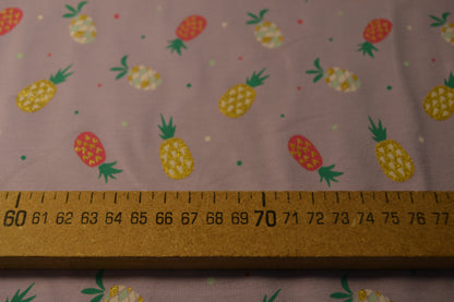 Baumwoll Jersey "Ananas" goldgelb pink flieder *Breite 152cm*