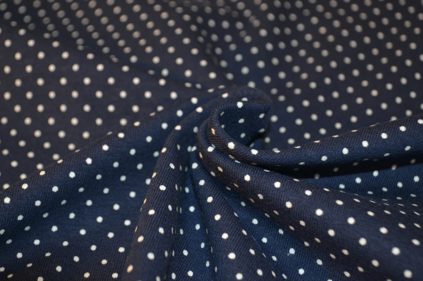 Baumwoll Jersey "Minidots kleine Punkte" weiß marineblau *Breite 150cm*