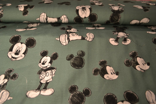 Baumwoll Jersey "Mickey Mouse" grün *Breite 144cm*