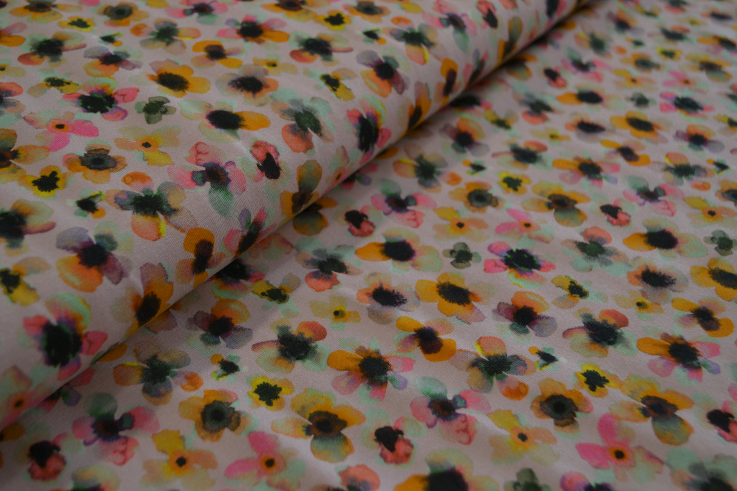 Baumwoll Jersey "Aquarell Blumen" rosé *Breite 151cm*