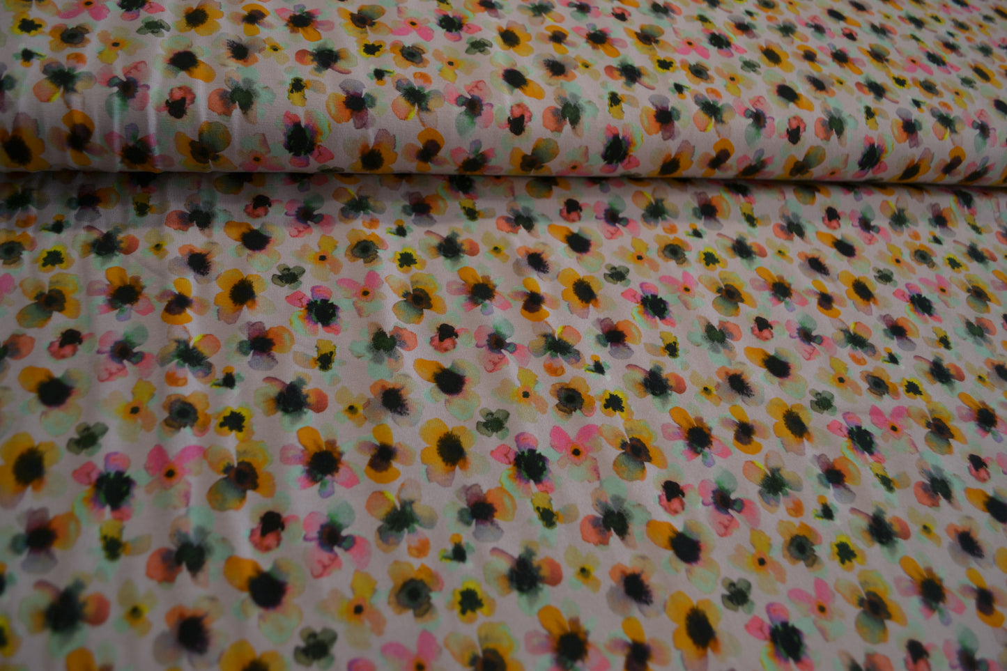 Baumwoll Jersey "Aquarell Blumen" rosé *Breite 151cm*