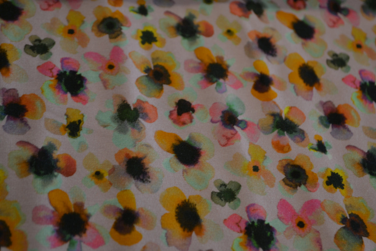 Baumwoll Jersey "Aquarell Blumen" rosé *Breite 151cm*