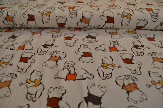 Baumwoll Jersey "Winnie Pooh" orange braun beige weiß *Breite 150cm*