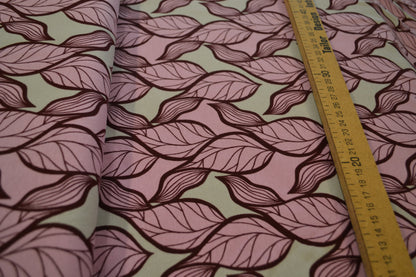 Baumwoll Jersey Blätter rosé grau *Breite 148cm*