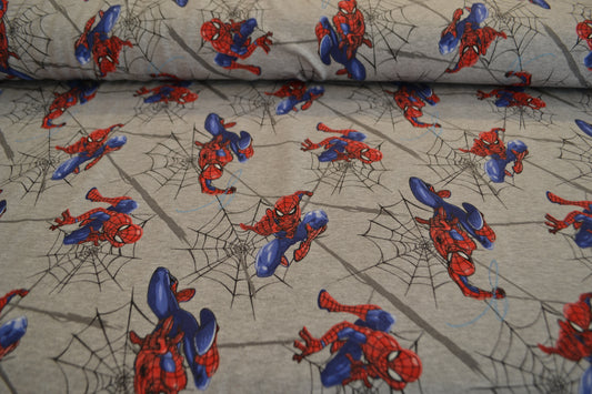 French Terry Sweat "Spiderman" rot blau grau *Breite 151cm*