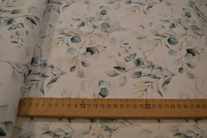 Baumwoll Jersey Eukalyptus grün weiß *Breite 160cm*