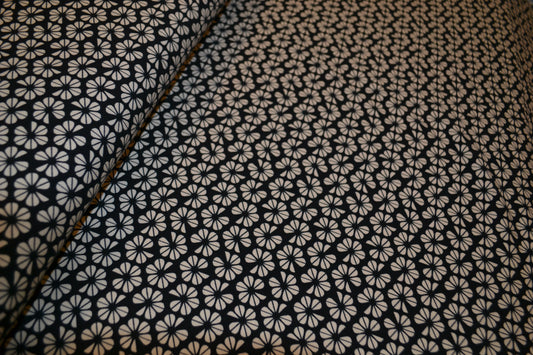 Baumwoll Jersey Blumenmuster schwarz weiß *Breite 150cm*