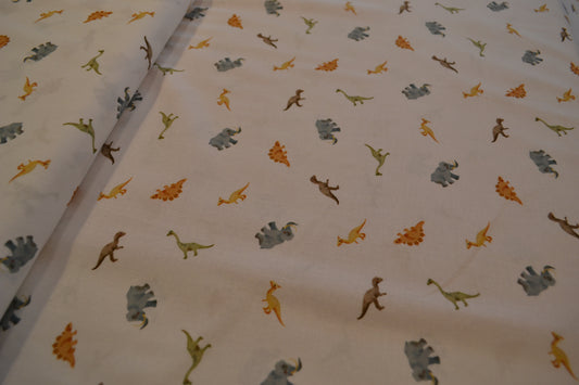 Baumwolle "Dinos" blau grün braun weiß *Breite 142 cm*