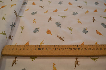 Baumwolle "Dinos" blau grün braun weiß *Breite 142 cm*