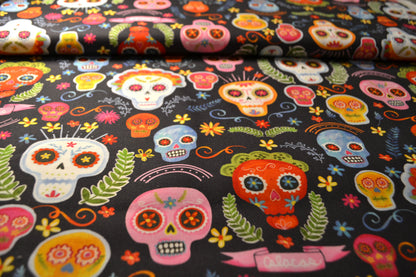 Patchwork Baumwolle "Dia de los muertes" bunt grauschwarz *Breite 110 cm*