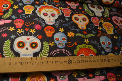 Patchwork Baumwolle "Dia de los muertes" bunt grauschwarz *Breite 110 cm*