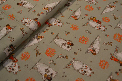 Patchwork Baumwolle "Friends come in all shapes and sizes" orange mintgrün *Breite 110 cm*