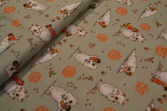 Patchwork Baumwolle "Friends come in all shapes and sizes" orange mintgrün *Breite 110 cm*