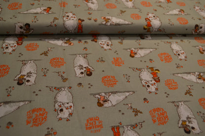 Patchwork Baumwolle "Friends come in all shapes and sizes" orange mintgrün *Breite 110 cm*