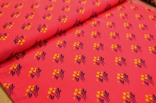 Viskose "Blumen Muster" gelb blau pink *Breite 146cm*