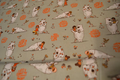 Patchwork Baumwolle "Friends come in all shapes and sizes" orange mintgrün *Breite 110 cm*