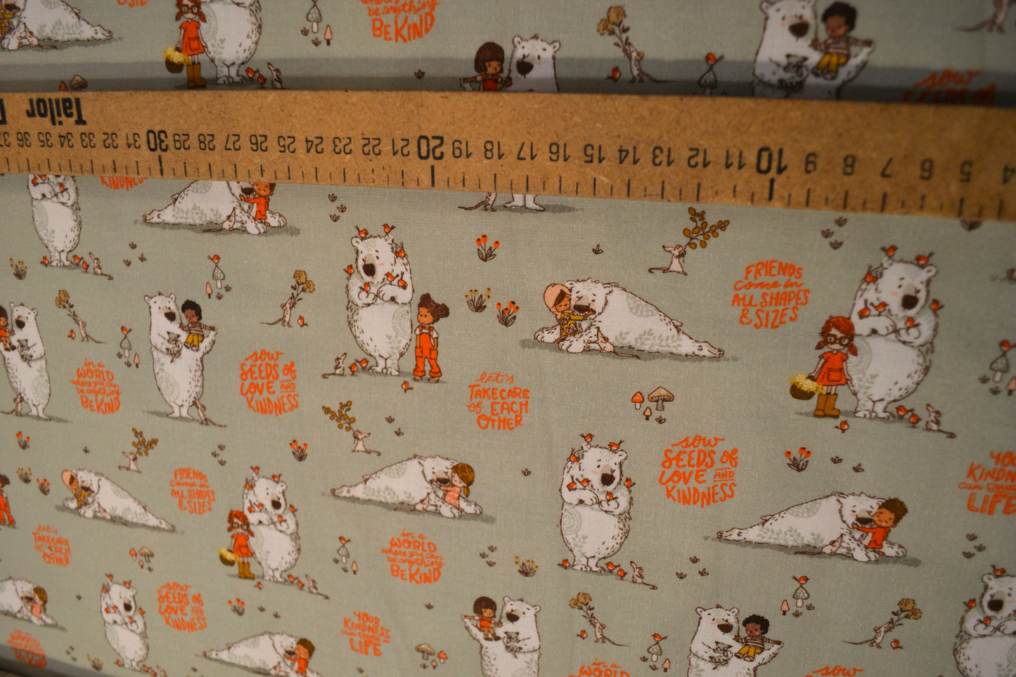 Patchwork Baumwolle "Friends come in all shapes and sizes" orange mintgrün *Breite 110 cm*