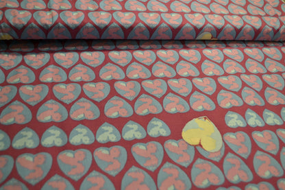 Patchwork Baumwolle "Heart Candy" hellblau dunkelviolett *Breite 110 cm*