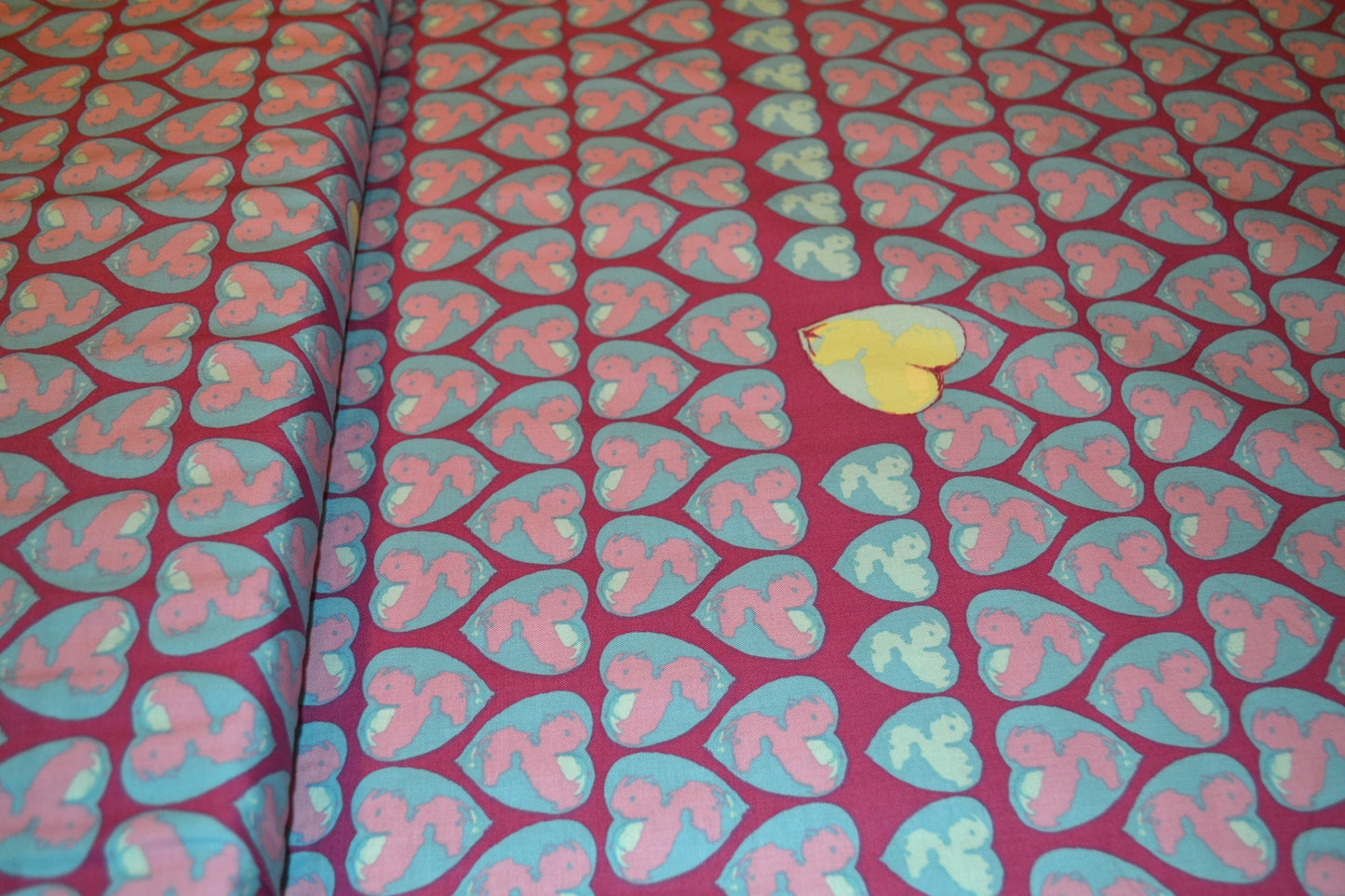 Patchwork Baumwolle "Heart Candy" hellblau dunkelviolett *Breite 110 cm*