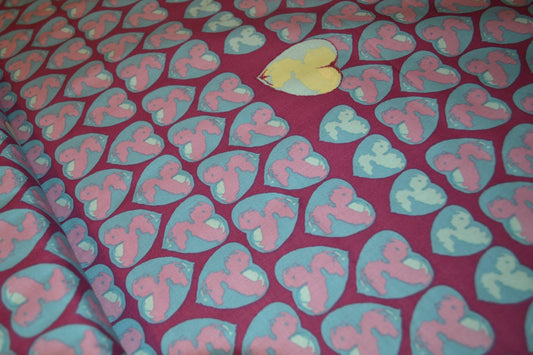 Patchwork Baumwolle "Heart Candy" hellblau dunkelviolett *Breite 110 cm*