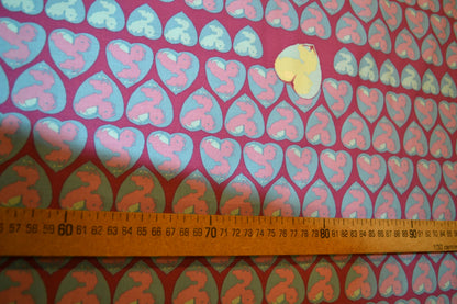 Patchwork Baumwolle "Heart Candy" hellblau dunkelviolett *Breite 110 cm*